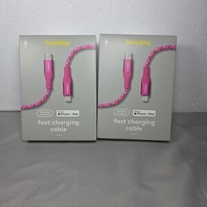 Heyday Pink 6 Ft Fast Charging Cable To USB-C IPhone IPad New Set Of 2